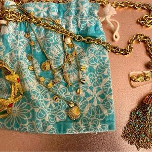 Lilly Pulitzer Jewelry Trio - long necklace, short charm necklace, bracelet.